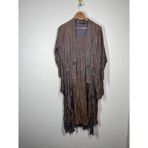 Lee Andersen Crinkled Satin Midi Dress With Jacket Large Art To Wear